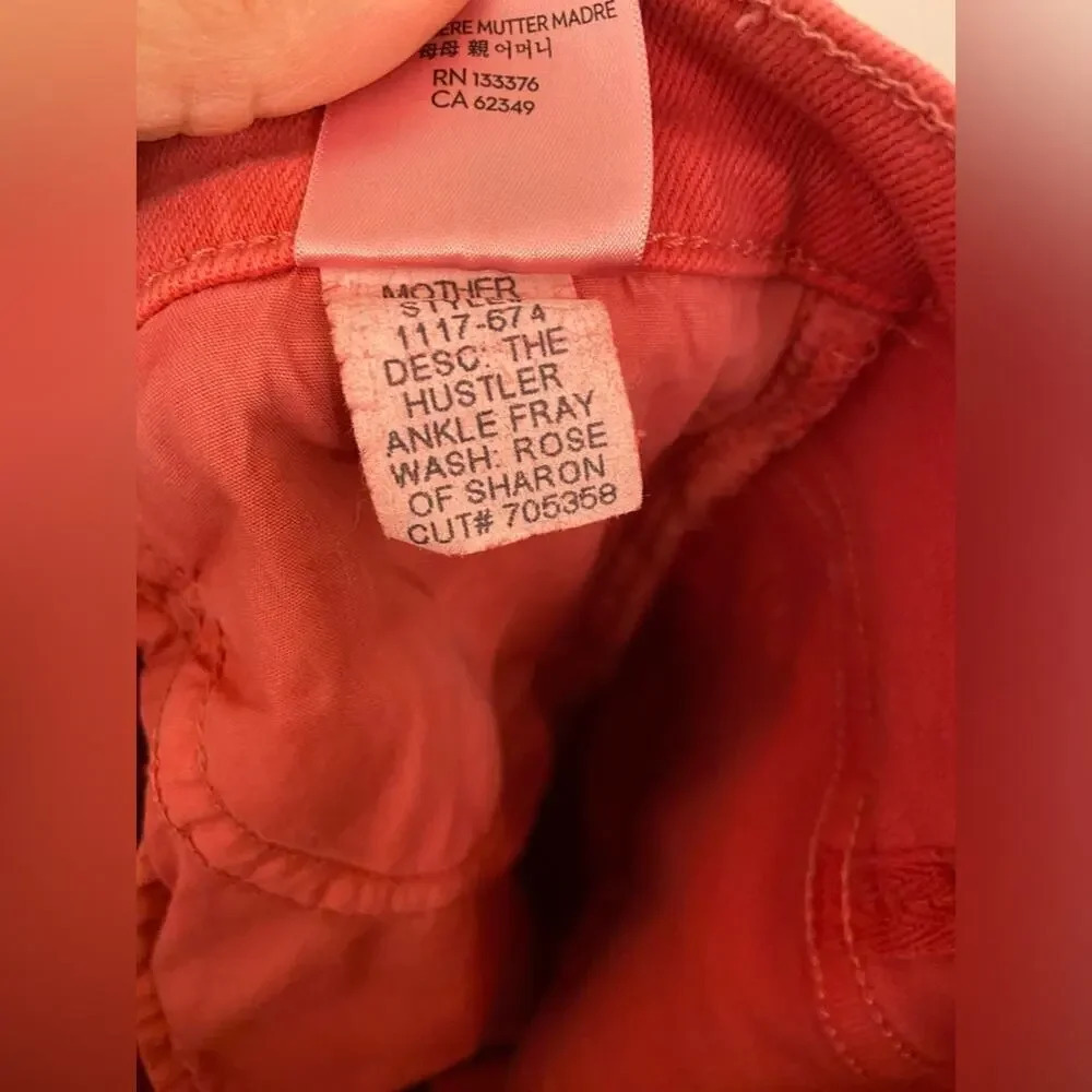 MOTHER The Hustler Ankle Fray Second Chance Rose of Sharon Pink Size 27 - Picture 7 of 10
